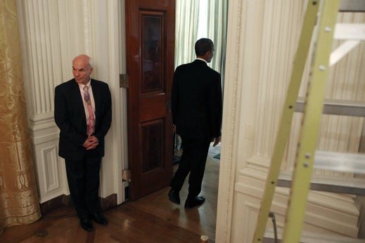 Obama leaves the East Room after his press conference and shuts the door on a carbon tax.